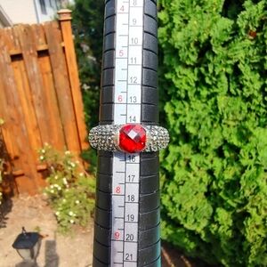 Judith Jack Ring Marcasite & Red Garnet Size 7